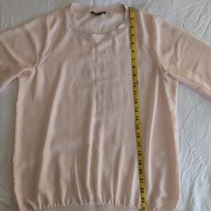 Express Cream Ribbed 3/4 Sleeve Blouse